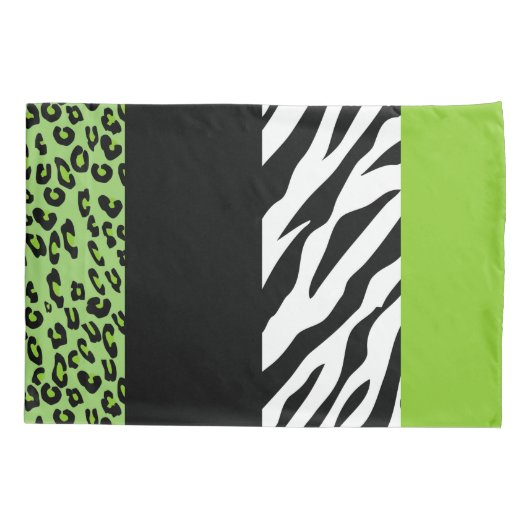 Leopard Print, Zebra Print, Animal Print, Green Kussensloop (Achterkant)