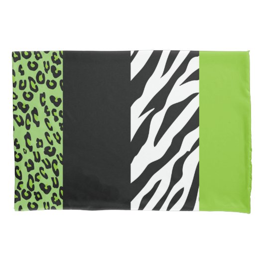 Leopard Print, Zebra Print, Animal Print, Green Kussensloop (Voorkant)