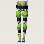 Leopard Print, Zebra Print, Animal Print, Green Leggings (Voorkant)