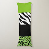 Leopard Print, Zebra Print, Animal Print, Green Lichaamskussen (Voorkant Verticaal)