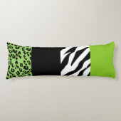 Leopard Print, Zebra Print, Animal Print, Green Lichaamskussen (Voorkant)