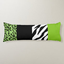 Leopard Print, Zebra Print, Animal Print, Green Lichaamskussen