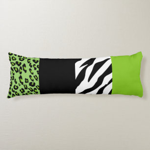Leopard Print, Zebra Print, Animal Print, Green Lichaamskussen