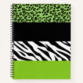 Leopard Print, Zebra Print, Animal Print, Green Notitieboek (Voorkant)