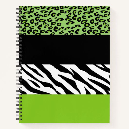 Leopard Print, Zebra Print, Animal Print, Green Notitieboek (Voorkant)