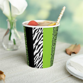 Leopard Print, Zebra Print, Animal Print, Green Papieren Bekers