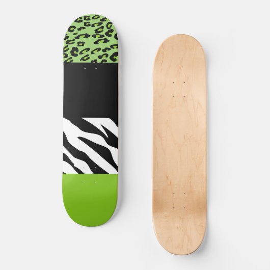 Leopard Print, Zebra Print, Animal Print, Green Persoonlijk Skateboard (Voorkant)