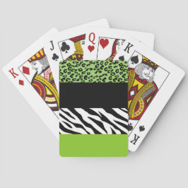 Leopard Print, Zebra Print, Animal Print, Green Pokerkaarten