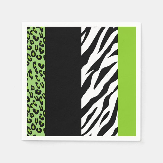 Leopard Print, Zebra Print, Animal Print, Green Servet (Voorkant)