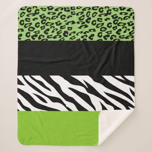 Leopard Print, Zebra Print, Animal Print, Green Sherpa Deken (Voorkant)