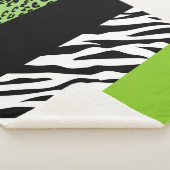 Leopard Print, Zebra Print, Animal Print, Green Sherpa Deken (3/4)