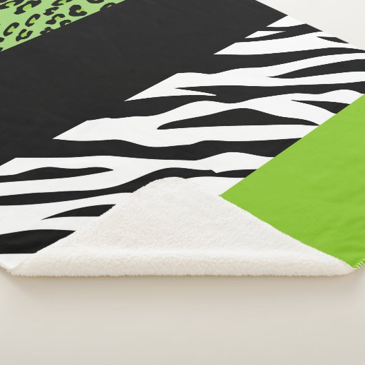 Leopard Print, Zebra Print, Animal Print, Green Sherpa Deken (3/4)