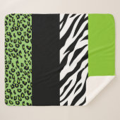 Leopard Print, Zebra Print, Animal Print, Green Sherpa Deken (Voorkant (horizontaal))