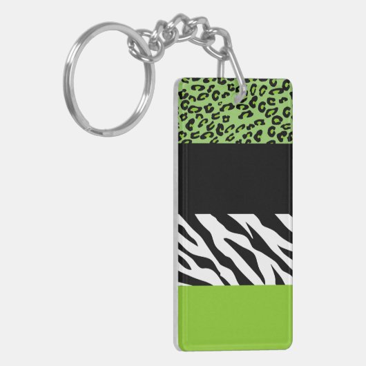 Leopard Print, Zebra Print, Animal Print, Green Sleutelhanger (Voorkant Links)