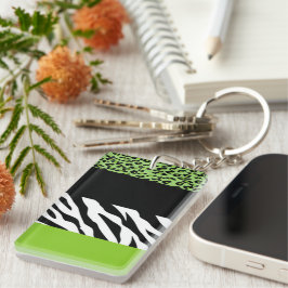 Leopard Print, Zebra Print, Animal Print, Green Sleutelhanger
