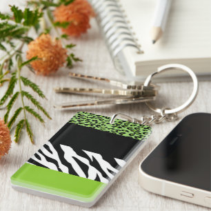 Leopard Print, Zebra Print, Animal Print, Green Sleutelhanger
