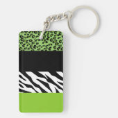 Leopard Print, Zebra Print, Animal Print, Green Sleutelhanger (achterkant)