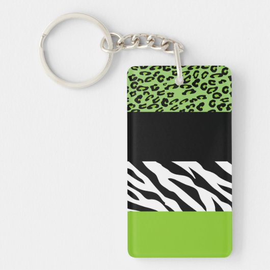 Leopard Print, Zebra Print, Animal Print, Green Sleutelhanger (Voorkant)