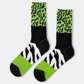 Leopard Print, Zebra Print, Animal Print, Green Sokken (Links)