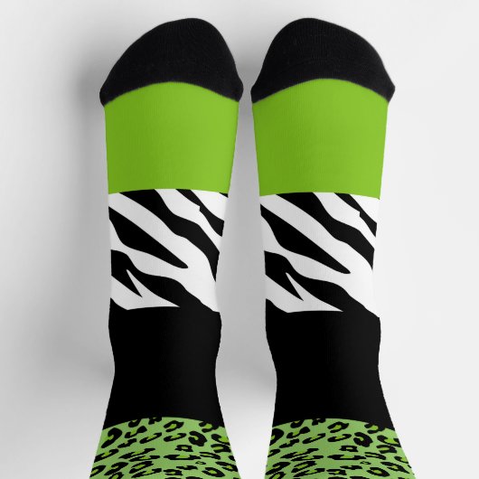 Leopard Print, Zebra Print, Animal Print, Green Sokken (Top)