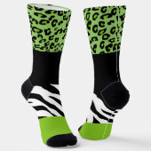 Leopard Print, Zebra Print, Animal Print, Green Sokken (Gebogen)