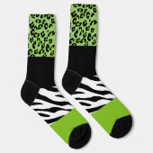Leopard Print, Zebra Print, Animal Print, Green Sokken (Rechts)
