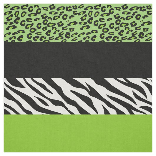 Leopard Print, Zebra Print, Animal Print, Green Stof (Swatch)