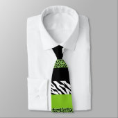 Leopard Print, Zebra Print, Animal Print, Green Stropdas (Gebonden)
