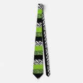Leopard Print, Zebra Print, Animal Print, Green Stropdas (Voorkant)
