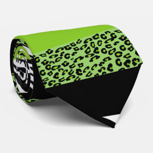 Leopard Print, Zebra Print, Animal Print, Green Stropdas