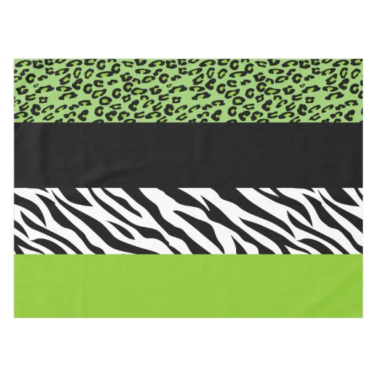 Leopard Print, Zebra Print, Animal Print, Green Tafelkleed (Voorkant (Horizontaal))