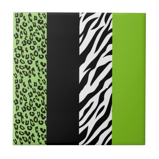 Leopard Print, Zebra Print, Animal Print, Green Tegeltje (Voorkant)