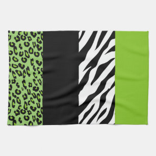 Leopard Print, Zebra Print, Animal Print, Green Theedoek