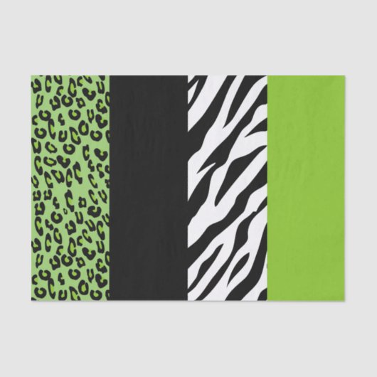 Leopard Print, Zebra Print, Animal Print, Green Tissuepapier (Voorkant)