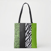 Leopard Print, Zebra Print, Animal Print, Green Tote Bag (Voorkant)