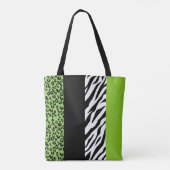 Leopard Print, Zebra Print, Animal Print, Green Tote Bag (Achterkant)