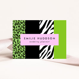 Leopard Print, Zebra Print, Animal Print, Green Visitekaartje