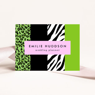 Leopard Print, Zebra Print, Animal Print, Green Visitekaartje
