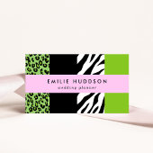 Leopard Print, Zebra Print, Animal Print, Green Visitekaartje