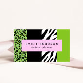 Leopard Print, Zebra Print, Animal Print, Green Visitekaartje