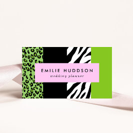 Leopard Print, Zebra Print, Animal Print, Green Visitekaartje