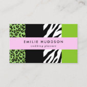 Leopard Print, Zebra Print, Animal Print, Green Visitekaartje (Voorkant)