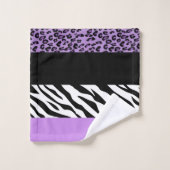 Leopard Print, Zebra Print, Animal Print, Paars Bad Handdoek (Wasdoekje)