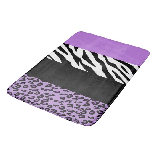 Leopard Print, Zebra Print, Animal Print, Paars Badmat (Gekanteld)