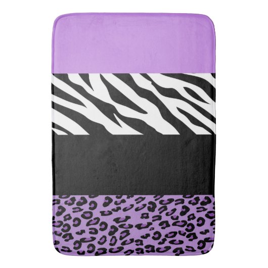 Leopard Print, Zebra Print, Animal Print, Paars Badmat (Voorkant Verticaal)
