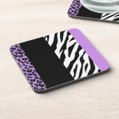 Leopard Print, Zebra Print, Animal Print, Paars Bier Onderzetter (Linkerzijde)