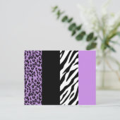 Leopard Print, Zebra Print, Animal Print, Paars Briefkaart (Staand voorkant)