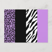 Leopard Print, Zebra Print, Animal Print, Paars Briefkaart (Voorkant)