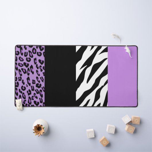 Leopard Print, Zebra Print, Animal Print, Paars Bureaumat (Kindertafel)