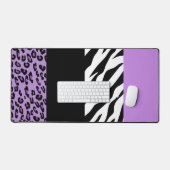 Leopard Print, Zebra Print, Animal Print, Paars Bureaumat (Keyboard & Muis)
